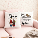 Personalized Cute Cartoon Character Me & My Besties Soft Throw Pillow Cover with Names Home Decor Birthday Anniversary Bride Party Gift for Besties