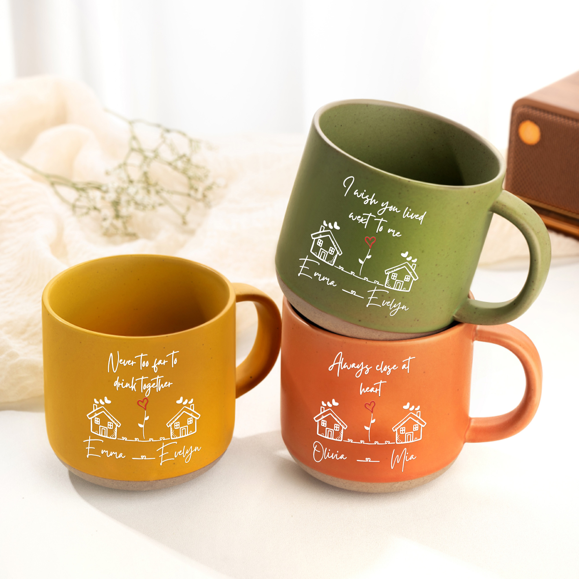 Tasse à café en céramique 12 oz avec nom gravé Cadeau d'anniversaire de Noël pour les amis et collègues