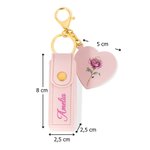 Custodia per rossetto con speccio a forma di cuore personalizzata con nome e fiore di nascita regalo di nozze per donne