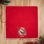 Servilleta reutilizable roja personalizada de 100% algodón con reno estilo dibujo animado decoración de mesa regalo de Navidad para familia y amigos