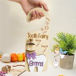 Personalised Wooden Engraved Tooth Fairy Star Name Door Hanger with Money Slot and Glass Bottle Bedroom Decoration Tooth Loss Souvenir Gift for Kids