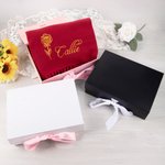 Personalized Super Soft Warm Scarf Shawl with Embroidered Birth Flower and Text Fashion Accessory Birthday Christmas Gift for Couple Family