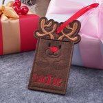 Personalised Christmas Reindeer Felt Gift Card Holder Ornament with Name Tree Decor Christmas Gift for Family Friends