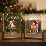 Veilleuse LED en Acrylique Personnalisée avec Texte et Photo Cadeau Anniversaire Noël Fêtes de Fin d'Année pour Famille Amis