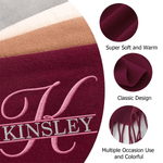 Personalized Embroidered Initial Design Soft Warm Scarf with Name and Tassel Winter Accessory Christmas Birthday Gift for Women