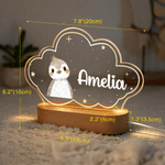 Personalisierte niedliche Tiere Stern Wolke Stil Acryl LED-Nachtlicht mit Namen und hölzerne Basis Kinderzimmer Dekoration Geburtstag Weihnachten Geschenk für Kind Neugeborenen