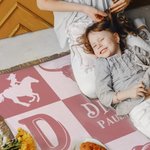 Manta suave personalizada con diseño de vaquero cuadros con nombre regalo de cumpleaños y bautizo para recién nacidos y nuevos padres