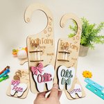 Personalised Wooden Engraved Tooth Fairy Star Name Door Hanger with Money Slot and Glass Bottle Bedroom Decoration Tooth Loss Souvenir Gift for Kids