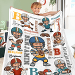 Personalised Football Cartoon Character Face Photo Soft Throw Blanket with Name Home Decor Birthday Game Day Gift for Sports Lovers