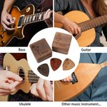Personalized Engraved Line Birth Flower Wooden Magnetic Guitar Pick Storage Box with Name Anniversary Birthday Gift for Musician Guitar Player