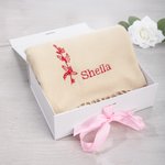 Personalized Super Soft Warm Scarf Shawl with Embroidered Birth Flower and Text Fashion Accessory Birthday Christmas Gift for Couple Family