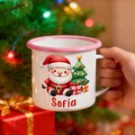 Personlig julklapp med tomte emaljmugg flerfärgad 355 ml kan anpassas med namn julklapp till familj och barn