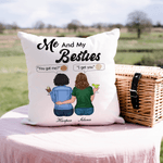 Personalized Cute Cartoon Character Me & My Besties Soft Throw Pillow Cover with Names Home Decor Birthday Anniversary Bride Party Gift for Besties