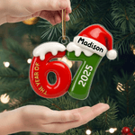 Personalized Six Seven Santa Hat Acrylic Christmas Ornament with Name Tree Decor Christmas Gift for Family Friends
