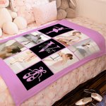 Personalized Ballet Theme 6-8 Photos Collage Soft Throw Blanket with Initial and Name Home Decor Anniversary Birthday Gift for Ballet Lovers