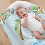 Personalized Cute Animal Bible Initial Soft Throw Blanket with Name Home Decor Christmas Birthday Baptism Gift for Family Kids