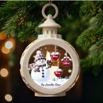 Adorno de vela LED sin llama personalizado con muñeco de nieve huellas de corazón y nombres regalo de Navidad para familia