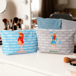 Personalized Cartoon Cheerleading Character Portable Makeup Bag with Name Senior Night Game Day Team Gift for Cheerleaders Coaches