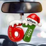 Personalized Six Seven Santa Hat Acrylic Christmas Ornament with Name Tree Decor Christmas Gift for Family Friends