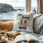 Personalized Cute Cartoon Character Me & My Besties Soft Throw Pillow Cover with Names Home Decor Birthday Anniversary Bride Party Gift for Besties