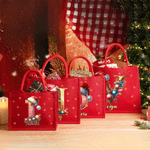 Personalised Christmas Hat Initial Large Capacity Jute Red Tote Bag with Name Christmas Party Gift for Women Kids