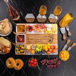 Personalisiertes Akazien-Marmor Schneidebrett Untersetzer Set mit Graviertem Namen und Datum Jahrestag Geschenk für Familie Freunde