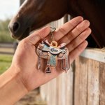 Personalised Horse Saddle Flat Acrylic Keychain with Name Birthday Christmas Gift for Horse Riders Lovers