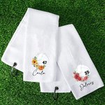 Toalla personalizada de 100% algodón con flor de nacimiento y nombre de voleibol regalo de cumpleaños para amantes del voleibol