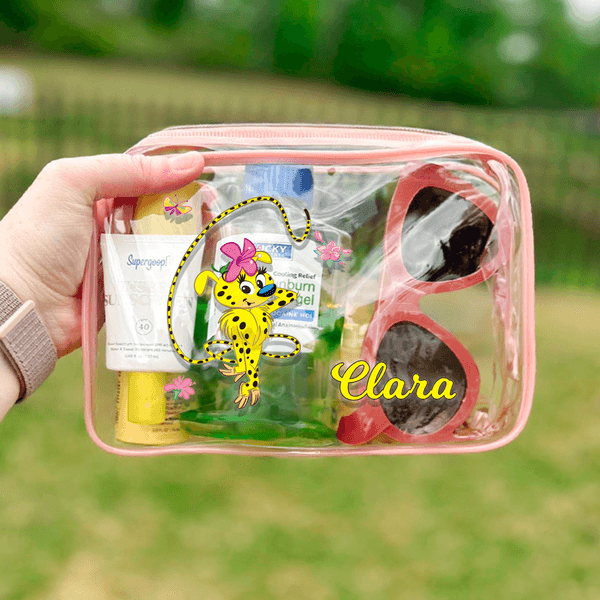 Personalised Cute Long Tailed Marsupilami Flower Cosmetic Bag Daily Use Birthday Christmas Gift for Her | Callie × Marsupilami®