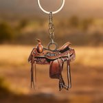 Personalised Horse Saddle Flat Acrylic Keychain with Name Birthday Christmas Gift for Horse Riders Lovers