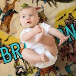 Personalised Western Cowboy Comic-Style Soft Throw Blanket with Name Home Decor Birthday Baby Shower Gift for Newborns New Parents