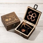 Personalized Four Leaf Clover Guitar Picks Capo Wooden Box Set with Text Guitar Accessory Birthday for Guitar Player Music Lover