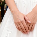 Personalizada estilo bohemio ajustable mano cadena pulsera delicada joyería con nombre y dedo anillo cumpleaños día de San Valentín regalo para las mujeres