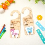 Personalised Wooden Engraved Tooth Fairy Star Name Door Hanger with Money Slot and Glass Bottle Bedroom Decoration Tooth Loss Souvenir Gift for Kids