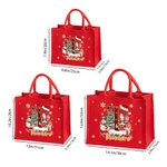 Personalised Santa Claus Reindeer Snowman Christmas Tree Initial Red Jute Tote Bag with Name Christmas Eve Party Gift for Girls Boys Kids