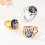 Personalised Double-Sided Photo Flippable Ring Dainty Jewellery Birthday Sympathy Memorial Gift for Women Loss of Loved One