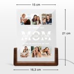 Personalisiertes Fotos-Nachtlicht mit 6 Fotos Namen und Wunschtext inklusive Holzsockel Wohndeko Geburtstag Jahrestag Geschenk für Eltern Großeltern
