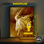 Personalisierte Langschwanz-Leopard Marsupilami LED-Nachtlicht mit Namen und hölzerne Basis Home Decor Weihnachtsgeschenk für Kinder | Callie × Marsupilami®