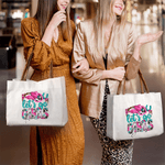 Personalized Let's Go Girls Cowboy Hat Boot Horseshoe Canvas Tote Bag with Name Daily Use Birthday Gift for Cowgirls Women