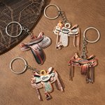 Personalised Horse Saddle Flat Acrylic Keychain with Name Birthday Christmas Gift for Horse Riders Lovers