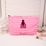 Personalized Cartoon Cheerleading Character Portable Makeup Bag with Name Senior Night Game Day Team Gift for Cheerleaders Coaches