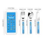 Personalized Multicolour Construction Truck Safe Stainless Steel Fork Spoon Knife 3 Pcs Cutlery Set with Name and Case Birthday Gift for Boys Girls