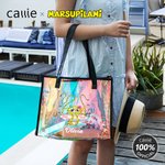 Personalised Long-Tailed Leopard Marsupilami Clear Holographic Tote Bag with Name Travel Accessory Birthday Gift for Women  | Callie × Marsupilami®