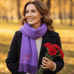 Personalized Embroidered Initial Design Soft Warm Scarf with Name and Tassel Winter Accessory Christmas Birthday Gift for Women