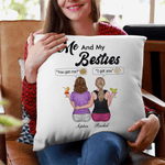 Personalized Cute Cartoon Character Me & My Besties Soft Throw Pillow Cover with Names Home Decor Birthday Anniversary Bride Party Gift for Besties