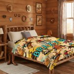 Personalised Western Cowboy Comic-Style Soft Throw Blanket with Name Home Decor Birthday Baby Shower Gift for Newborns New Parents