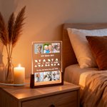 Personalisiertes Fotos-Nachtlicht mit 6 Fotos Namen und Wunschtext inklusive Holzsockel Wohndeko Geburtstag Jahrestag Geschenk für Eltern Großeltern