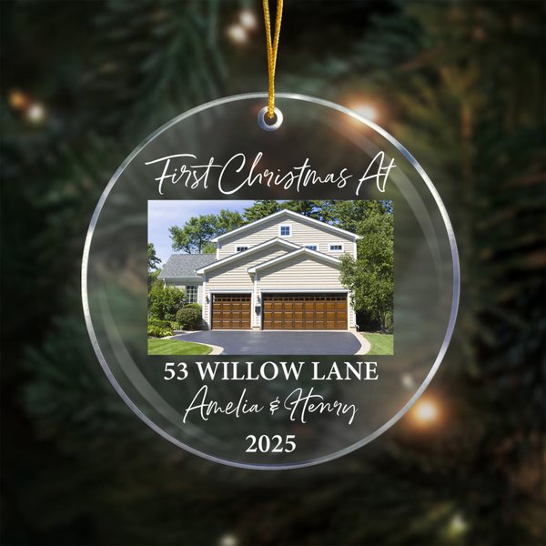 Personalized First Christmas Photo Acrylic Hanging Ornament with Text Name Year Tree Decoration Christmas Gift for Family Friends