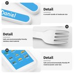 Personalized Multicolour Construction Truck Safe Stainless Steel Fork Spoon Knife 3 Pcs Cutlery Set with Name and Case Birthday Gift for Boys Girls