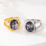 Personalised Double-Sided Photo Flippable Ring Dainty Jewellery Birthday Sympathy Memorial Gift for Women Loss of Loved One